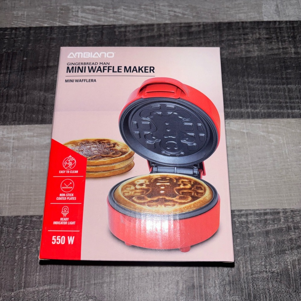 🎄NEW Ambiano Red Mini Waffle Maker